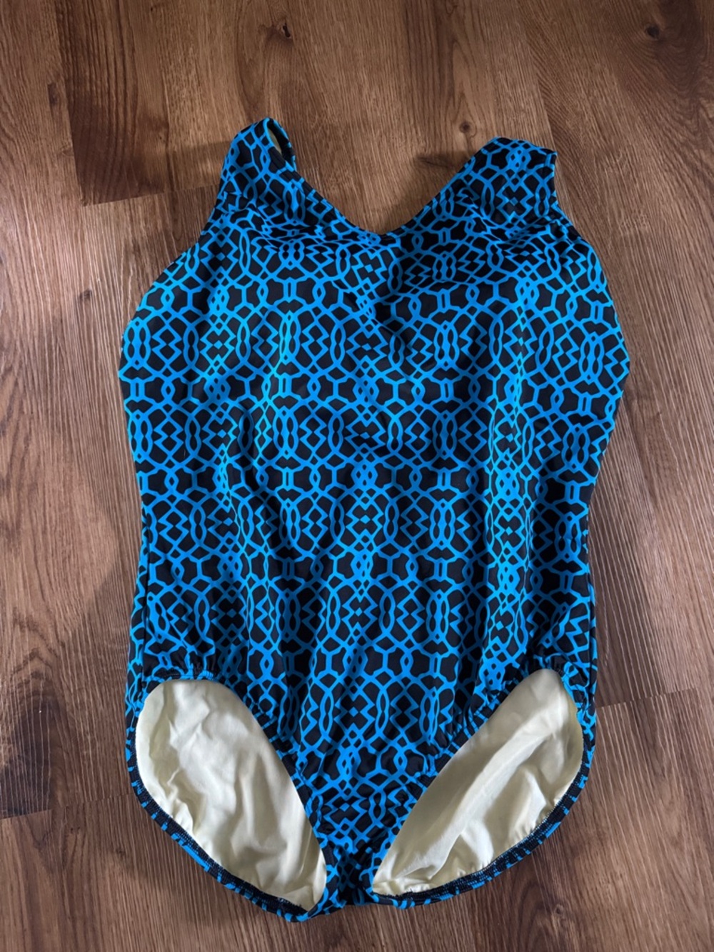 Lands' End Blue & Black Geometric Woman’s One-Piece Swimsuit 18W